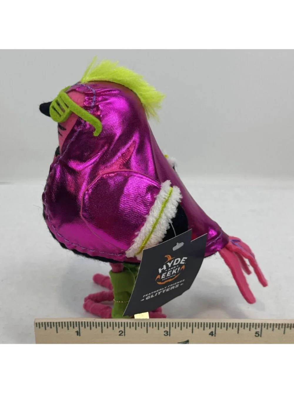 Hyde & Eek! Glitter Featherly Friends Halloween Bird 80's Skeleton Neon Pink NEW